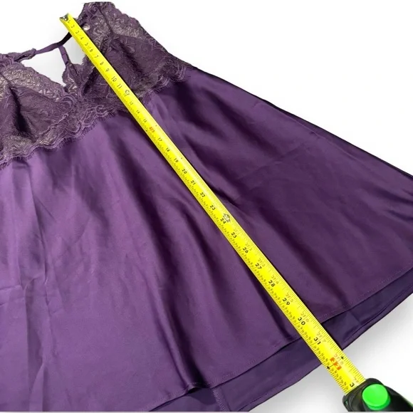 Adore Me Zandy Plum Silk and Lace Racerback Slip/Nightie with Adjustable Straps - Picture 13 of 14